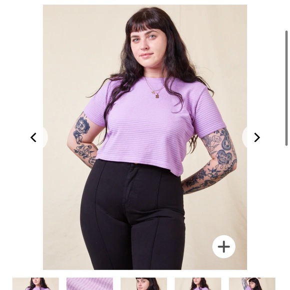 Big Bud Press Honeycomb Cropped Tee Lilac XS - Picture 2 of 5